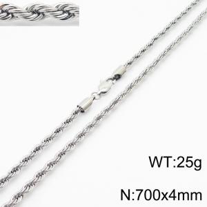 Silver 700x4mm Rope Chain Stainless Steel Necklace - KN231961-Z