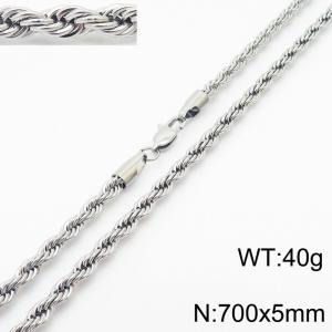 Silver 700x5mm Rope Chain Stainless Steel Necklace - KN231966-Z