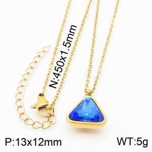 Gold-Plating Triangle Women Pendant Necklace Blue Color - KN231977-K