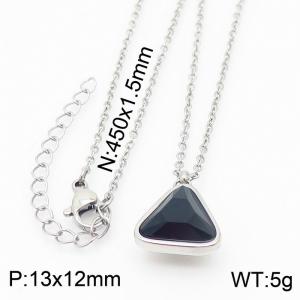 Plating Triangle Women Pendant Necklace Black Color - KN231980-K