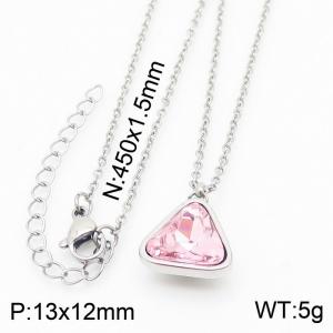 Plating Triangle Women Pendant Necklace Pink Color - KN231981-K