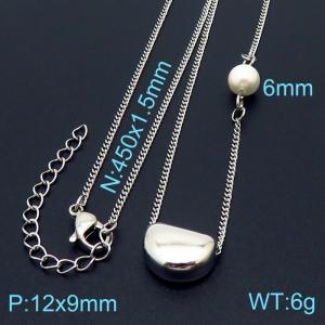 Lovely wind Acacia bean stainless steel silver necklace for women - KN231995-KFC