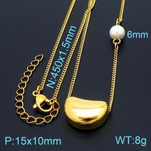 Lovely wind Acacia bean stainless steel gold-plated necklace for women - KN231998-KFC