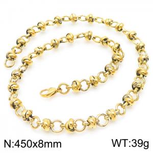 Simple ins style stainless steel creative pearl knotted chain necklace for men and women - KN232019-Z