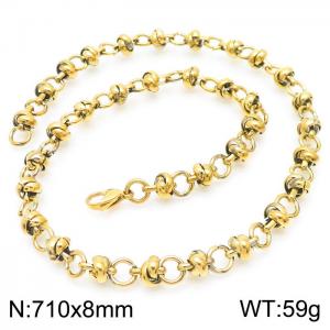 Simple ins style stainless steel creative pearl knotted chain necklace for men and women - KN232024-Z