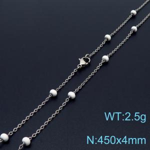 4mm X 45cm Silver Plated Stainless Steel Necklace With White Beads - KN232079-Z