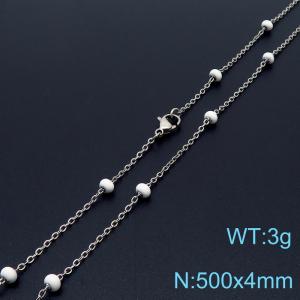4mm X 50cm Silver Plated Stainless Steel Necklace With White Beads - KN232080-Z