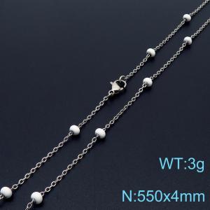 4mm X 55cm Silver Plated Stainless Steel Necklace With White Beads - KN232081-Z