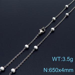 4mm X 65cm Silver Plated Stainless Steel Necklace With White Beads - KN232083-Z
