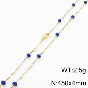 4mm X 45cm Gold Plated Stainless Steel Necklace With Purple Beads - KN232114-Z
