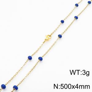 4mm X 50cm Gold Plated Stainless Steel Necklace With Purple Beads - KN232115-Z