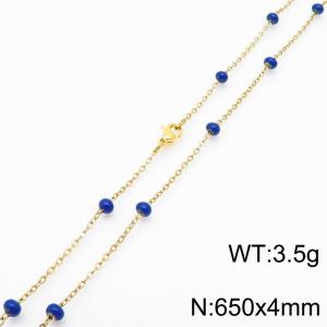 4mm X 65cm Gold Plated Stainless Steel Necklace With Purple Beads - KN232118-Z