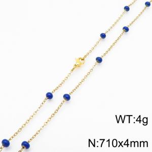 4mm X 71cm Gold Plated Stainless Steel Necklace With Purple Beads - KN232119-Z