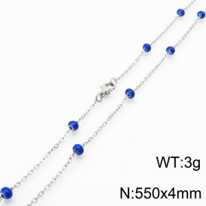 4mm X 55cm Silver Plated Stainless Steel Necklace With Purple Beads - KN232123-Z