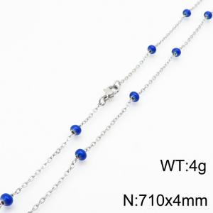 4mm X 71cm Silver Plated Stainless Steel Necklace With Purple Beads - KN232126-Z