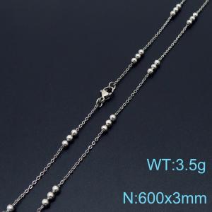 Simple fashion cold style stainless steel Interlocked bead chain chain necklace - KN232166-Z