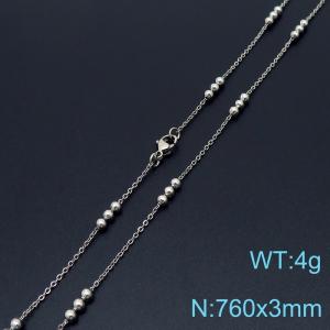 Simple fashion cold style stainless steel Interlocked bead chain chain necklace - KN232169-Z