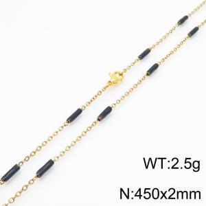Stainless steel 450x2mm  welding chain minimalist design sense INS style trendy black charm gold necklace - KN232170-Z
