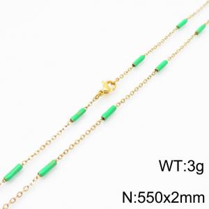 Stainless steel 550x2mm  welding chain minimalist design sense INS style trendy green charm gold necklace - KN232186-Z