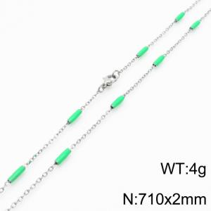 Stainless steel 710x2mm  welding chain minimalist design sense INS style trendy green charm silver necklace - KN232196-Z
