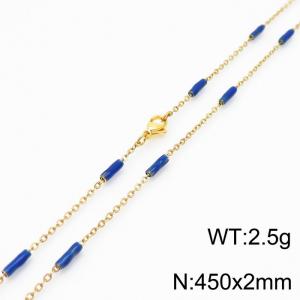 Stainless steel 450x2mm  welding chain minimalist design sense INS style trendy blue charm gold necklace - KN232198-Z