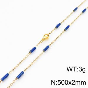 Stainless steel 500x2mm  welding chain minimalist design sense INS style trendy blue charm gold necklace - KN232199-Z