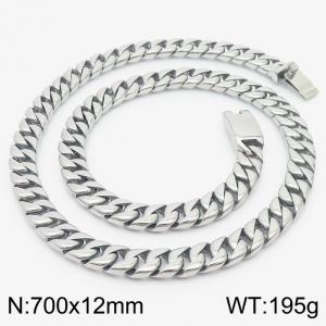 Classic 12mm polished stainless steel Cuban chain stylish men's necklace - KN232321-KJX