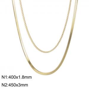 Stainless steel double layer necklace - KN232358-Z