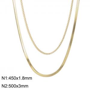 Stainless steel double layer necklace - KN232359-Z