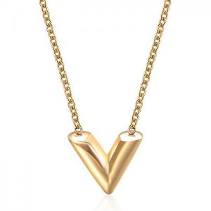 SS Gold-Plating Necklace - KN232605-WGJZ