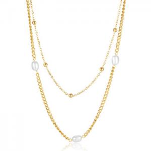 SS Gold-Plating Necklace - KN232627-WGTY