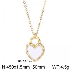 Simple Drop Glue White Heart Necklaces Women's 18K Gold Plated Stainless Steel Necklace Jewelry - KN232644-Z