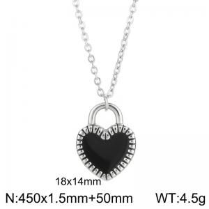 Simple Drop Glue Black Heart Necklaces Women's Stainless Steel Necklace Jewelry - KN232645-Z