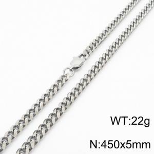 Stainless steel 450x5mm cuban chain special clasp classic silver necklace - KN232758-ZZ