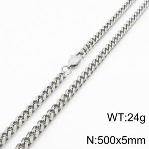Stainless steel 500x5mm cuban chain special clasp classic silver necklace - KN232759-ZZ