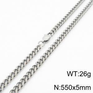 Stainless steel 550x5mm cuban chain special clasp classic silver necklace - KN232760-ZZ