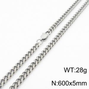 Stainless steel 600x5mm cuban chain special clasp classic silver necklace - KN232761-ZZ