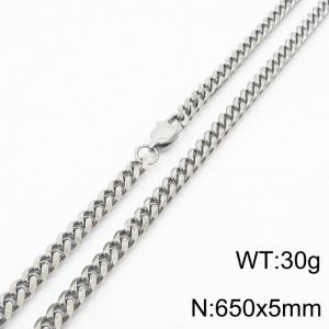 Stainless steel 650x5mm cuban chain special clasp classic silver necklace - KN232762-ZZ