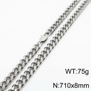 Stainless steel 710x8mm cuban chain special clasp classic silver necklace - KN232777-ZZ
