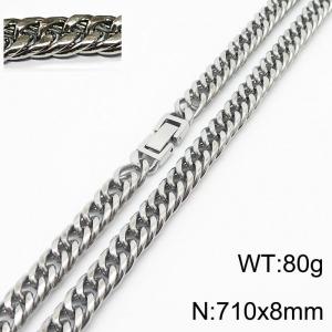 710X8mm Men Cuban Chain Bracelet with Square Jewelry Clasp - KN232819-ZZ