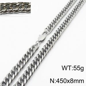 450X8mm Men Cuban Chain Bracelet with Rectangular Lobster Clasp - KN232828-ZZ