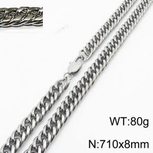 710X8mm Men Cuban Chain Bracelet with Rectangular Lobster Clasp - KN232833-ZZ