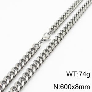 600x8mm Stainless Steel 304 Cuban Chain Necklace Males Jewelry With Classic Lobster Clasp - KN232880-ZZ