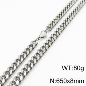 650x8mm Stainless Steel 304 Cuban Chain Necklace Males Jewelry With Classic Lobster Clasp - KN232881-ZZ