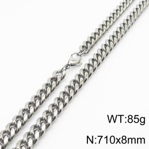710x8mm Stainless Steel 304 Cuban Chain Necklace Males Jewelry With Classic Lobster Clasp - KN232882-ZZ