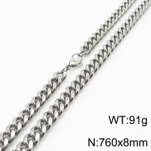 760x8mm Stainless Steel 304 Cuban Chain Necklace Males Jewelry With Classic Lobster Clasp - KN232883-ZZ