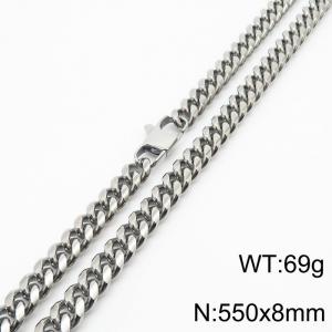 550x8mm Stainless Steel 304 Cuban Chain Necklace Males Jewelry - KN232886-ZZ
