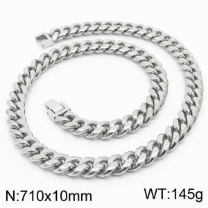 710x10mm Stainless Steel 304 Cuban Curb Chain Necklace Men Fashion Party Jewelry - KN232896-ZZ
