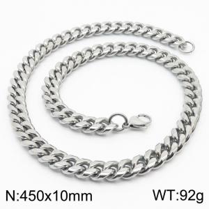 450x10mm Stainless Steel 304 Cuban Curb Chain Necklace With Classic Lobster Clasp Men Fashion Party Jewelry - KN232898-ZZ