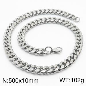 500x10mm Stainless Steel 304 Cuban Curb Chain Necklace With Classic Lobster Clasp Men Fashion Party Jewelry - KN232899-ZZ